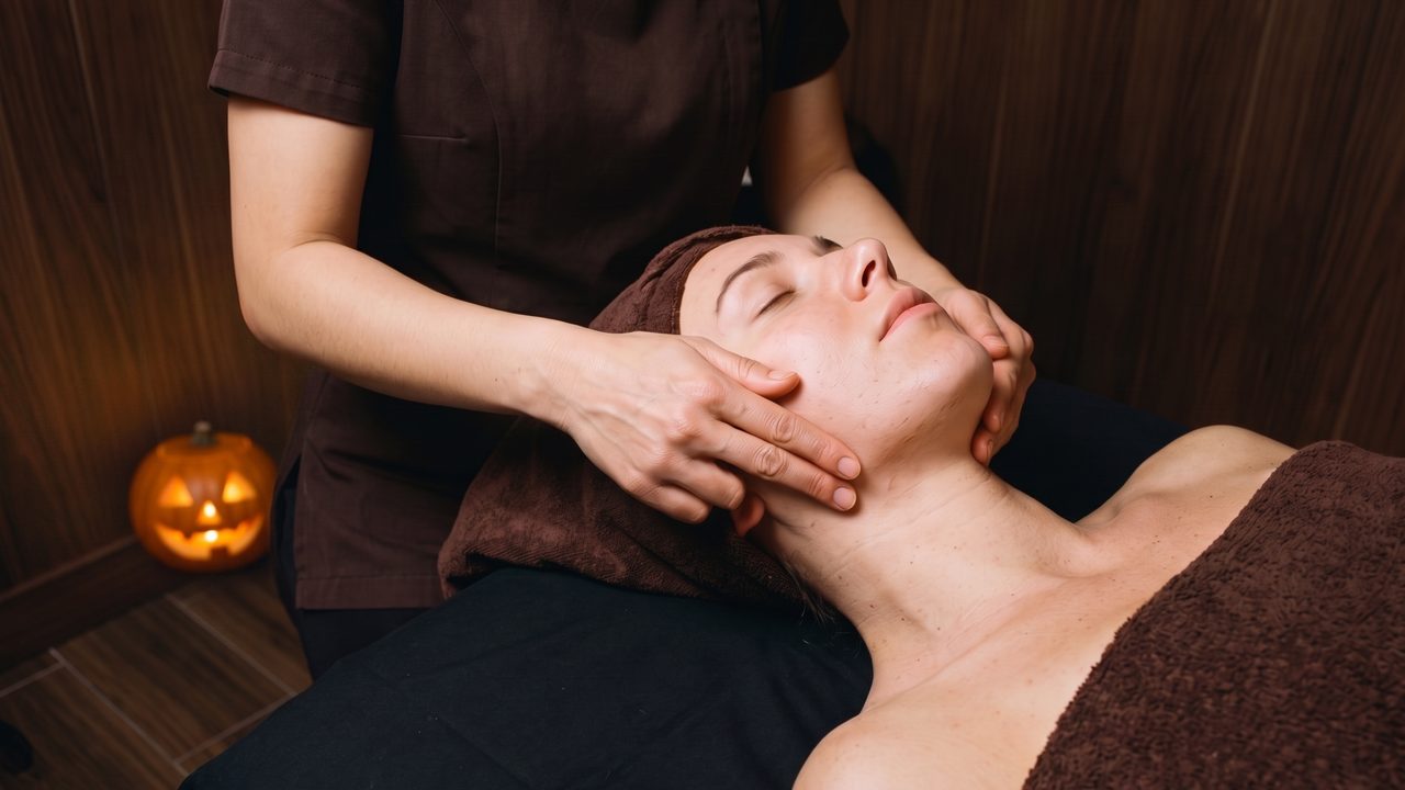 Masaje facial en cabina